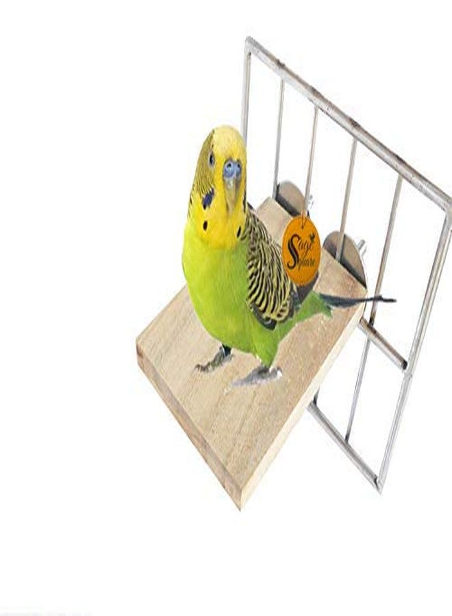Sage Square Rectangle Natural Wood Platform 3"*4" - A Perfect Perch and Playground for Your Feathered Friend,Promote Physical and Mental Well-Being, Create a Natural Habitat. - Image 1